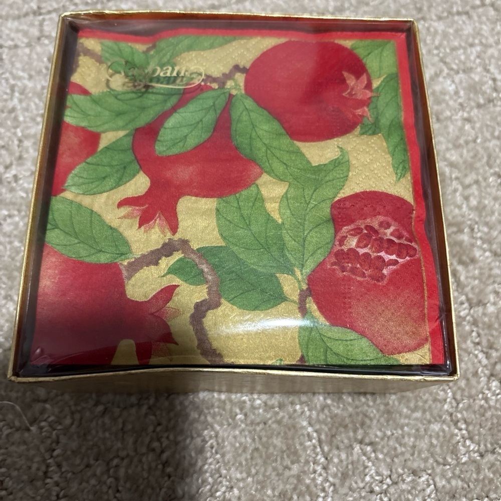 Caspari Pomegranate Gold 40 Triple Ply Cocktail Napkins (10x10)